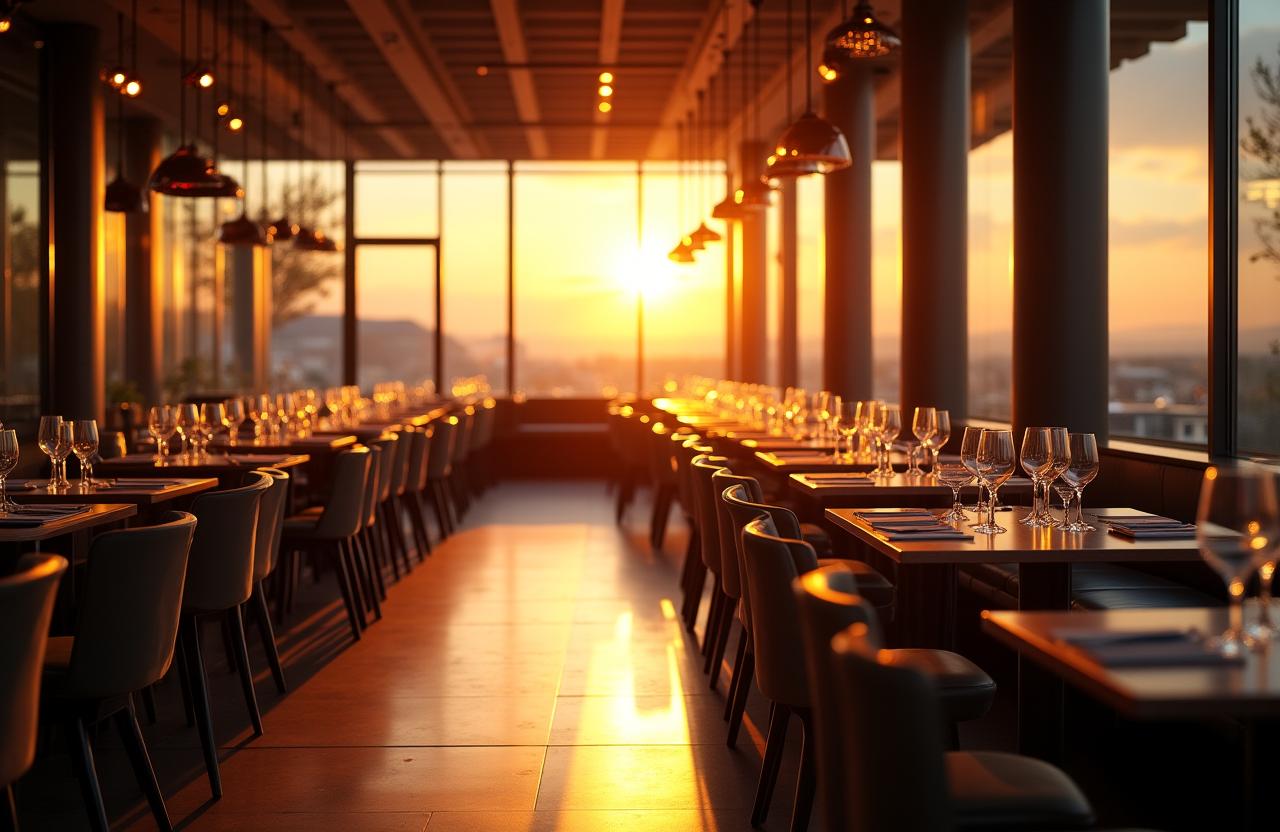 Wnętrze restauracji Mapa Smaków przygotowane na przyjęcie gości